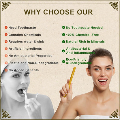 Miswak Sticks for Teeth Pack of 6 - Vacuum Sealed Traditional Sewak Natural Miswak Toothbrush - for Healthy Teeths,Gums and Fresh Breath