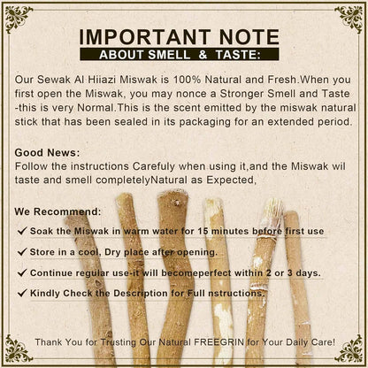 Miswak Sticks for Teeth Pack of 6 - Vacuum Sealed Traditional Sewak Natural Miswak Toothbrush - for Healthy Teeths,Gums and Fresh Breath