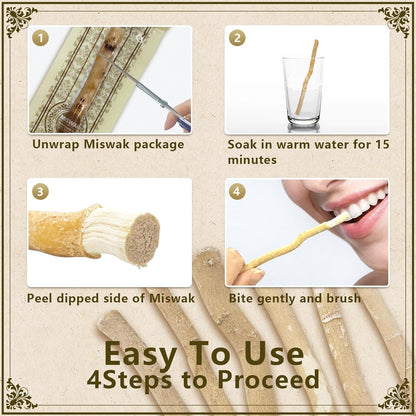 Miswak Sticks for Teeth Pack of 6 - Vacuum Sealed Traditional Sewak Natural Miswak Toothbrush - for Healthy Teeths,Gums and Fresh Breath