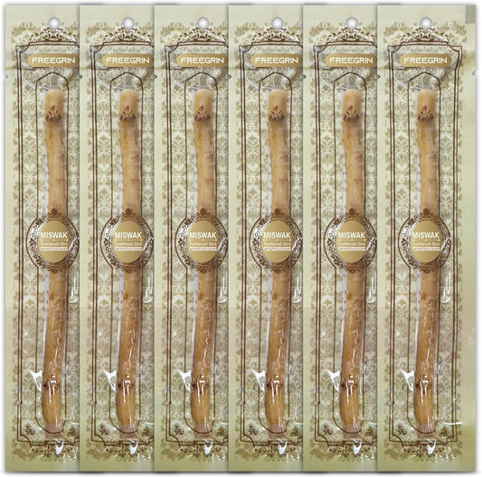 Miswak Sticks for Teeth Pack of 6 - Vacuum Sealed Traditional Sewak Natural Miswak Toothbrush - for Healthy Teeths,Gums and Fresh Breath