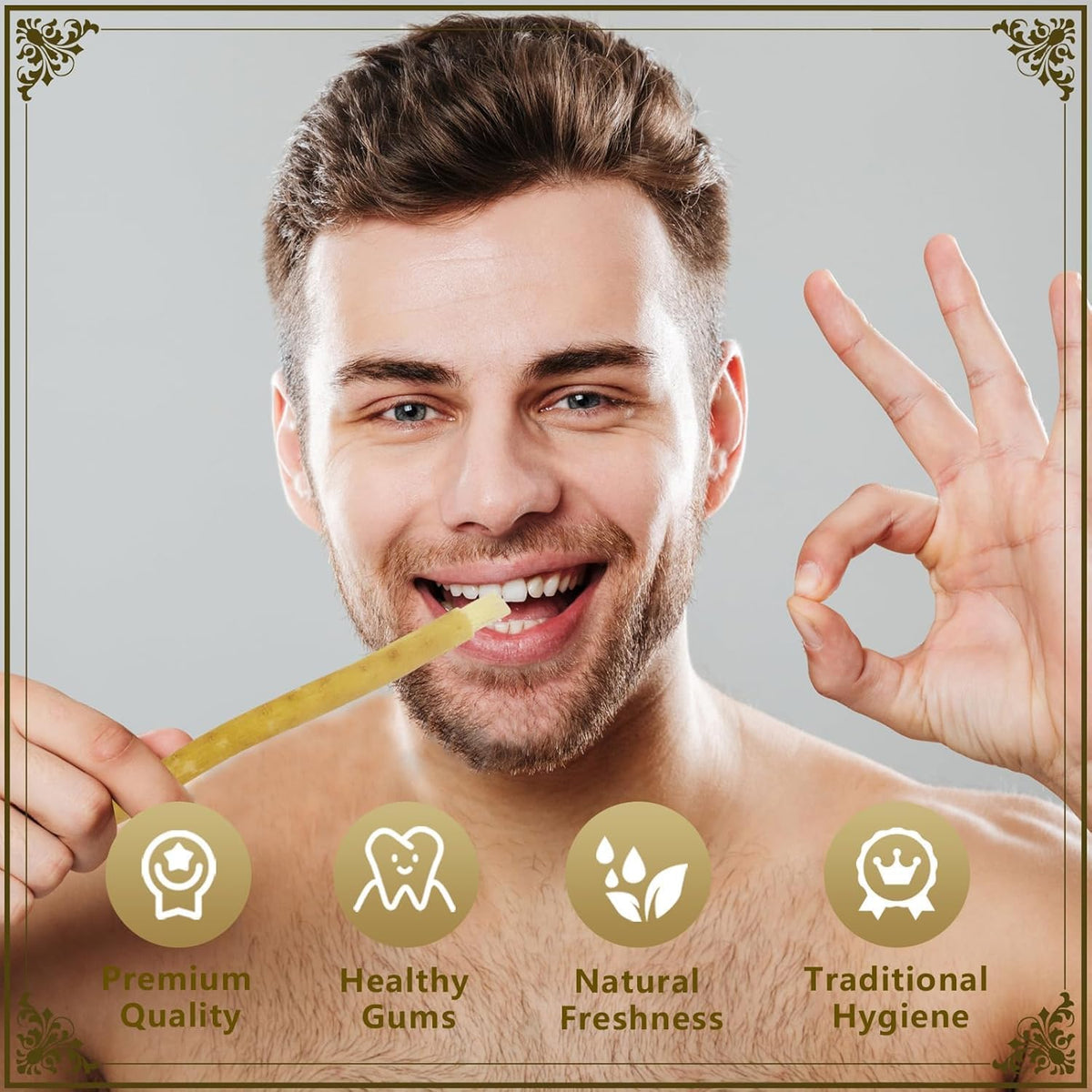 Miswak Sticks for Teeth Pack of 6 - Vacuum Sealed Traditional Sewak Natural Miswak Toothbrush - for Healthy Teeths,Gums and Fresh Breath